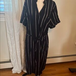 Ava & Viv Blue and White Wrap Midi Dress